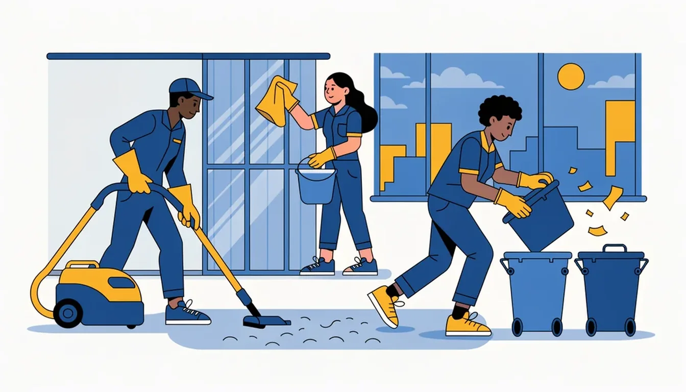A Cleniz crew cleaning an office after hours